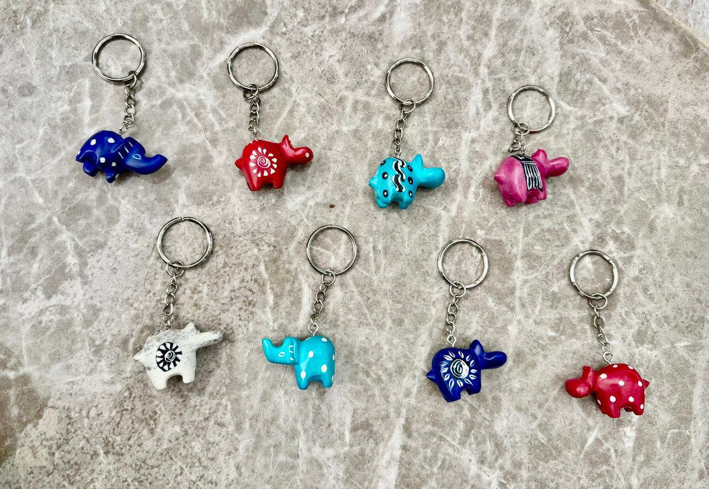 Handcrafted Soapstone Elephant Keychains