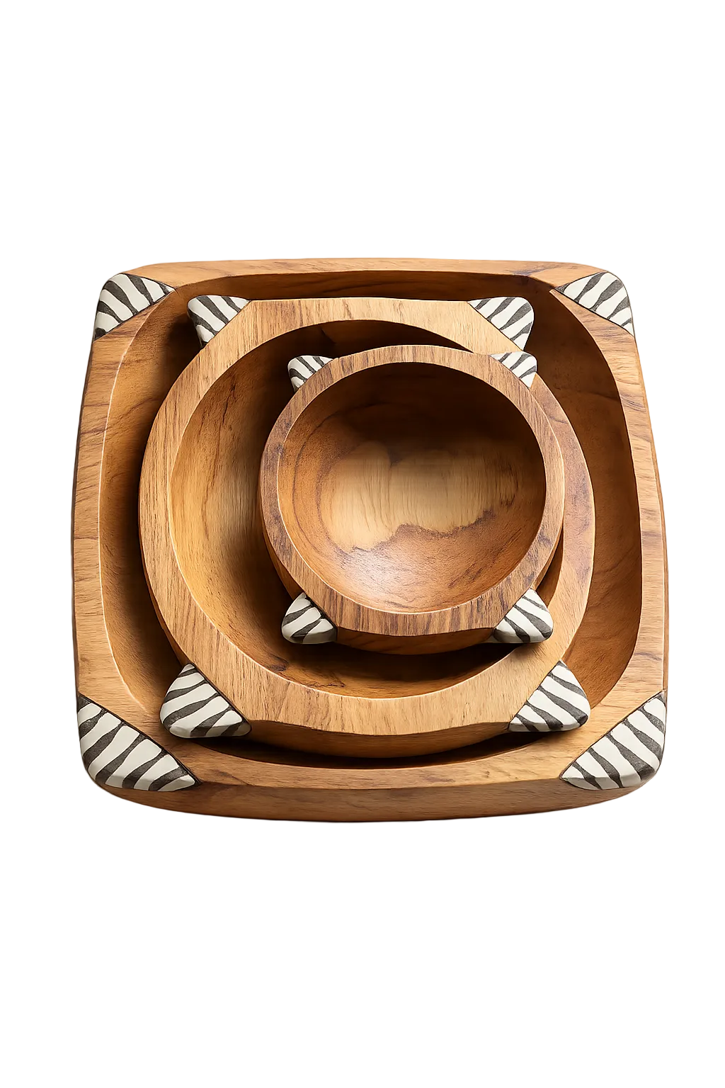 Hand-Carved Wooden Bowl Set