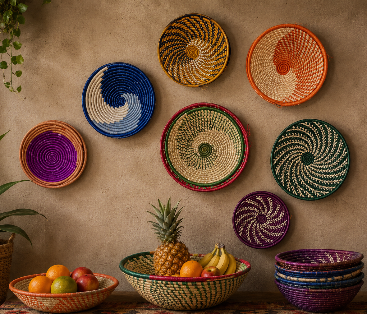 Handwoven Sisal Bowl – African-Inspired Decorative Basket