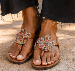 Luxury Beaded Statement Sandals - Medallion Collection