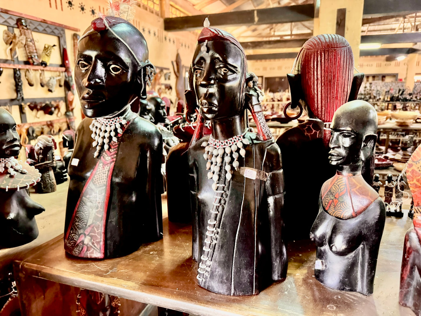 Tribal Warrior & Maiden Figurines – Large Hand-Carved Sculptures