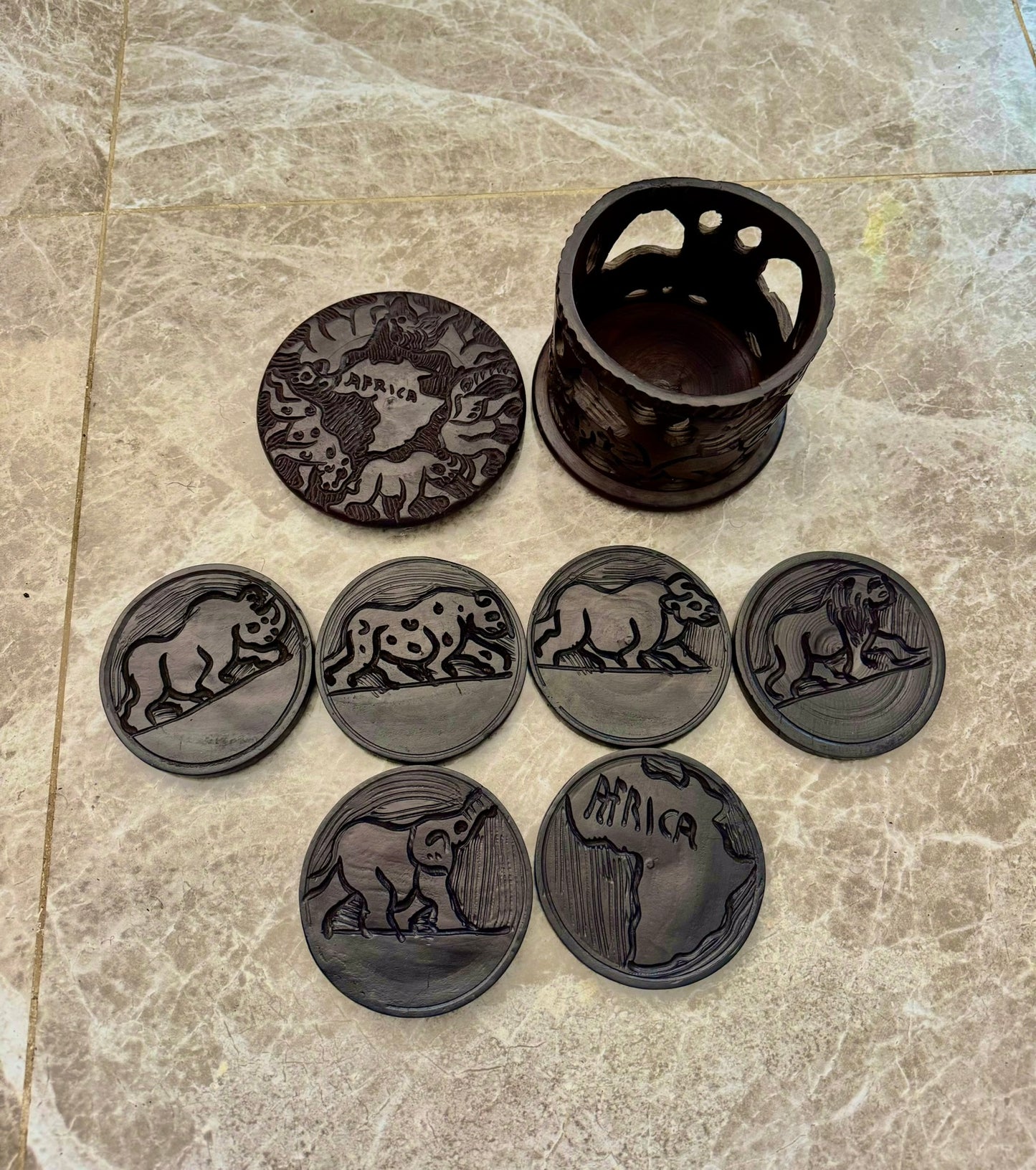 African Wildlife Coaster Set (7-Piece)