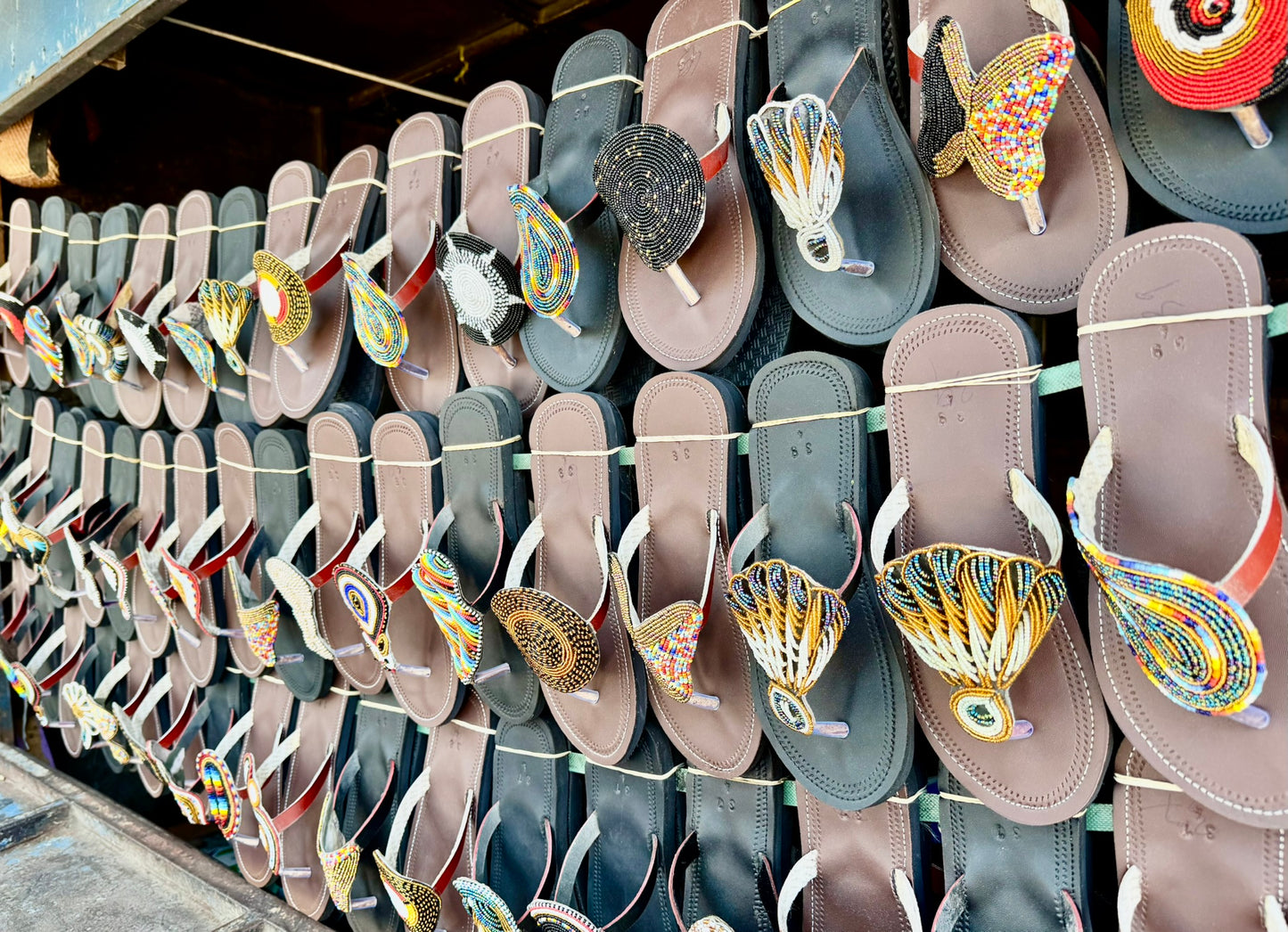 Handcrafted Beaded Flip-Flop Sandals - Modern Maasai Style