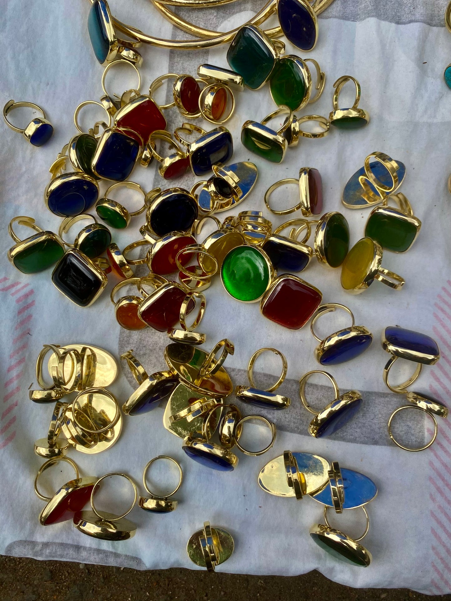 Brass & Glass Ring(Per Piece)