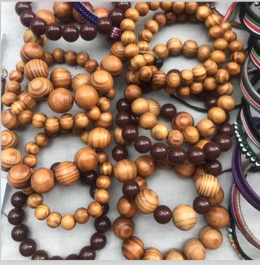 Brown Beaded Elastic Bracelet