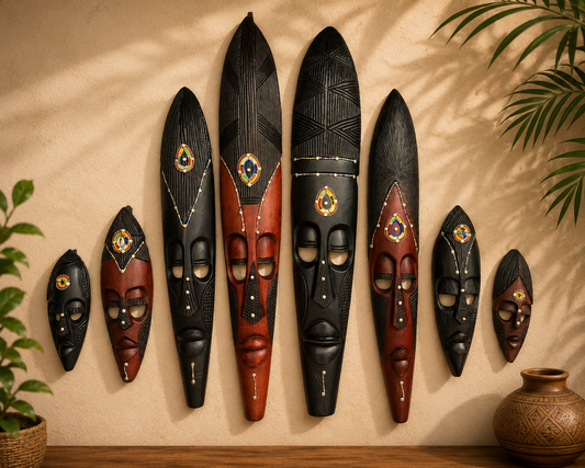 Wooden African Masks – Hand-Carved Wall Art (Per Size)