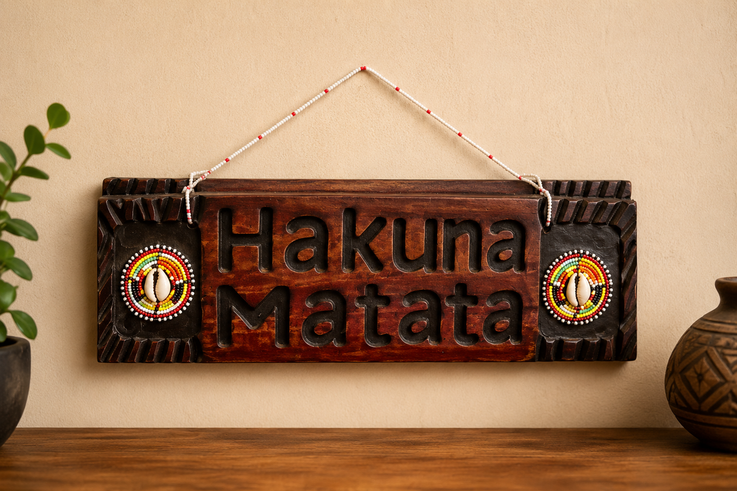 “Hakuna Matata” Wooden Sign – Handcrafted African-Inspired Wall Decor