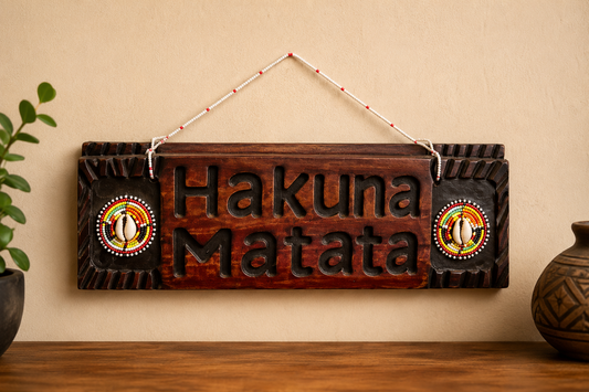 “Hakuna Matata” Wooden Sign – Handcrafted African-Inspired Wall Decor