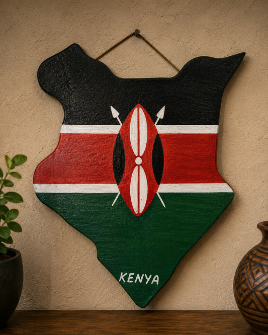 Wooden Kenya Map Wall Hanging – Handcrafted African Wall Art