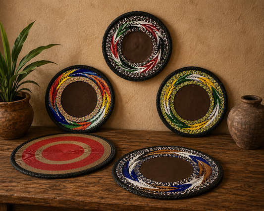 Handcrafted Leather & Beaded Trays – African-Inspired Decorative Organizers