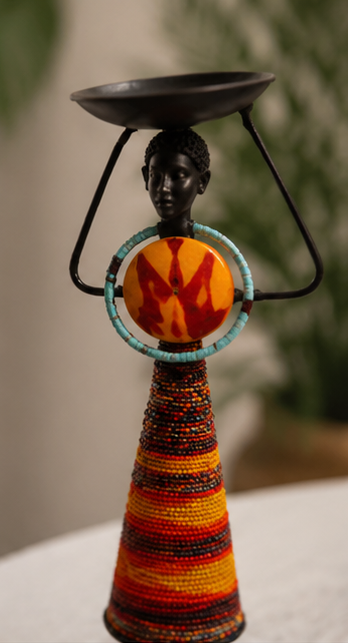 Handcrafted Beaded & Metal Candle Holder – Home Decor