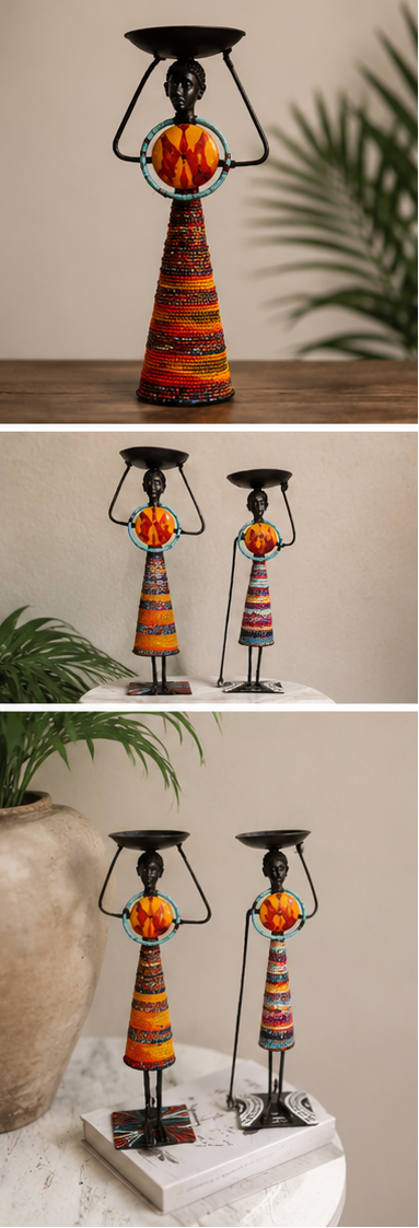 Handcrafted Beaded & Metal Candle Holder – Home Decor