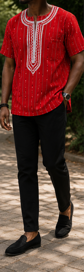 Traditional African Embroidered Shirt