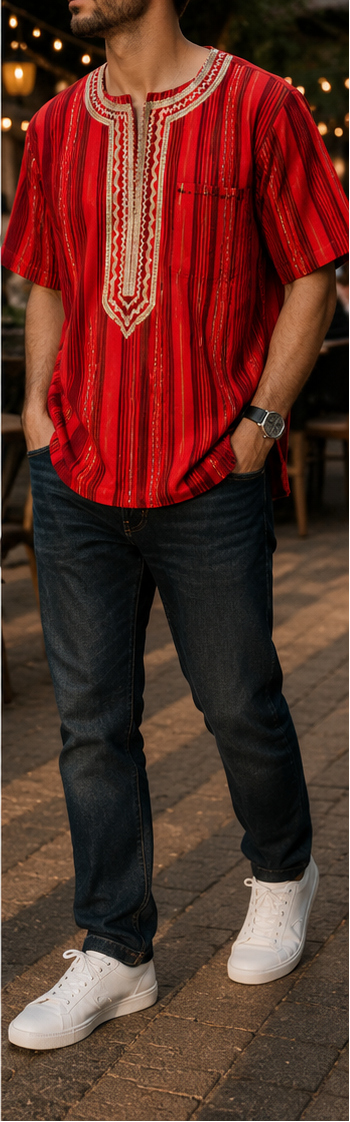 Traditional African Embroidered Shirt