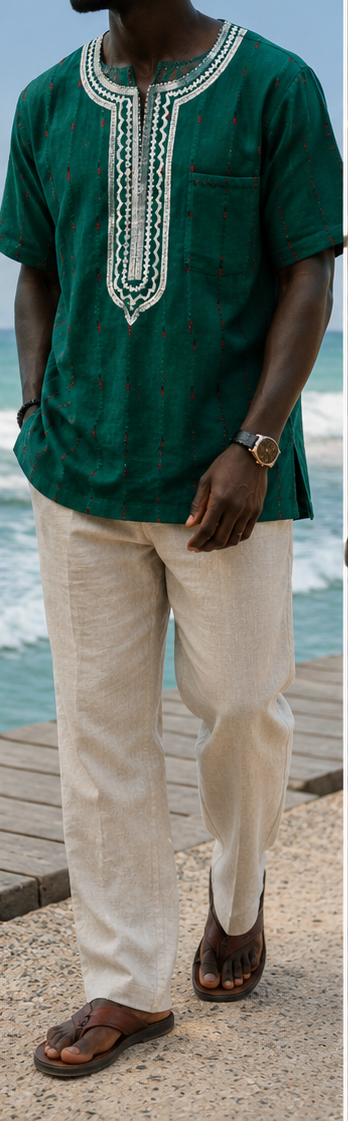 Traditional African Embroidered Shirt