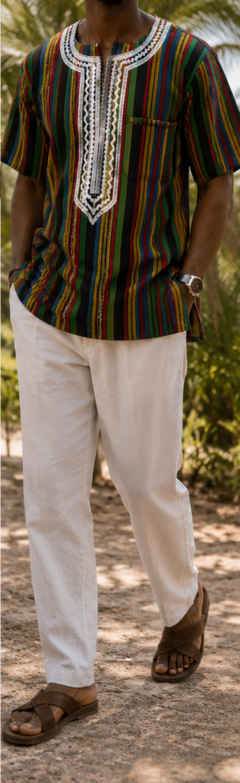 Traditional African Embroidered Shirt