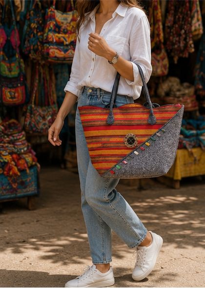 Handmade multicolor handbag