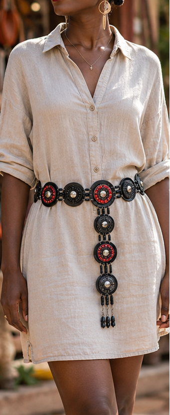 Leather & Beaded Belts – Vibrant African Design (Per Piece)