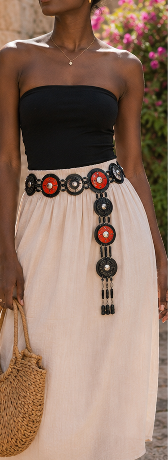 Leather & Beaded Belts – Vibrant African Design (Per Piece)