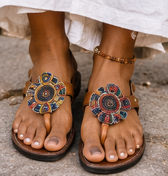 Luxury Beaded Statement Sandals - Medallion Collection
