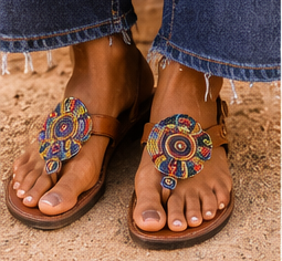 Luxury Beaded Statement Sandals - Medallion Collection