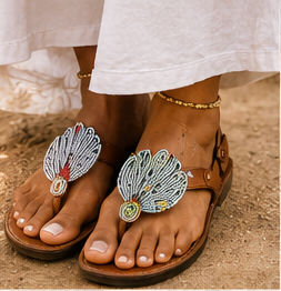 Luxury Beaded Statement Sandals - Medallion Collection