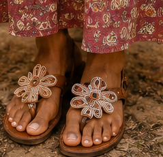 Luxury Beaded Statement Sandals - Medallion Collection