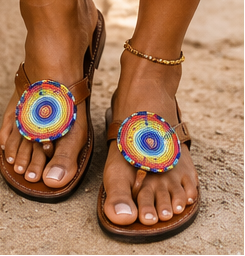 Luxury Beaded Statement Sandals - Medallion Collection