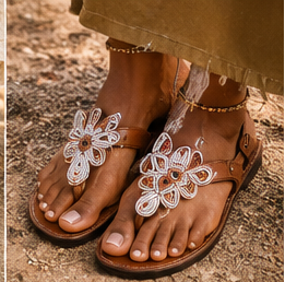 Luxury Beaded Statement Sandals - Medallion Collection