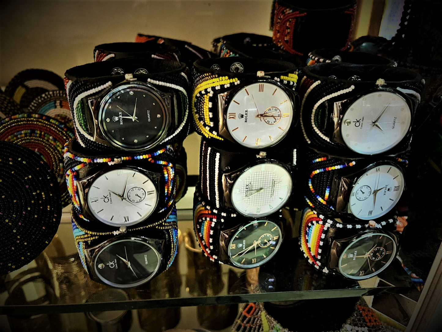 Leather and Beaded Watch