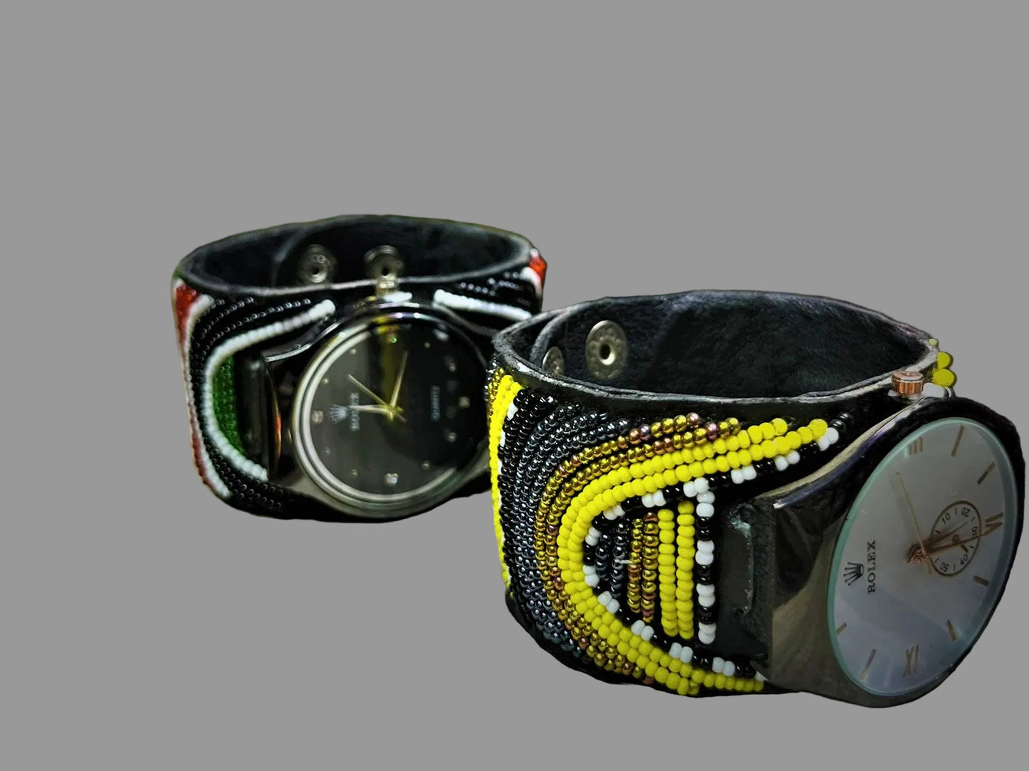 Leather and Beaded Watch