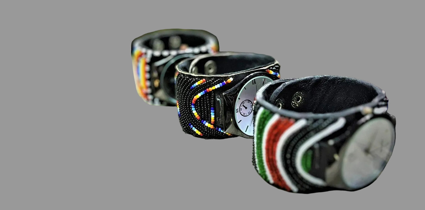Leather and Beaded Watch