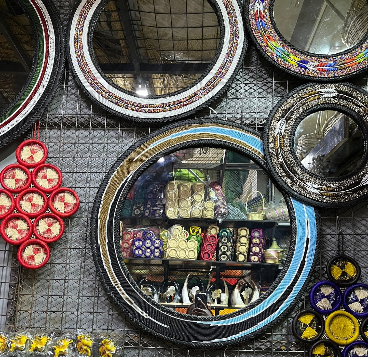 Mirror with beaded frame
