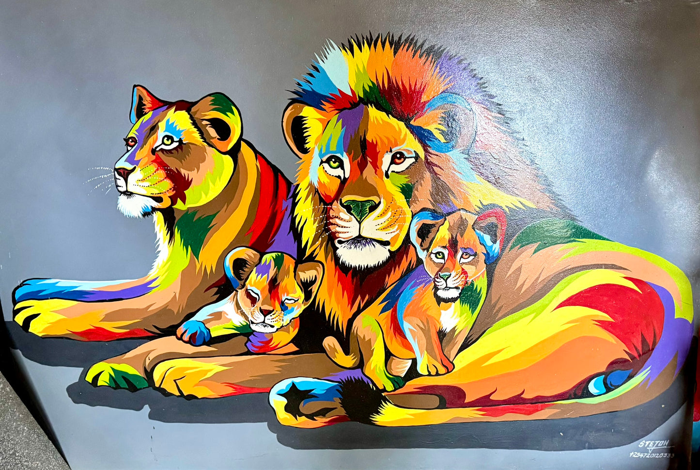 Royal Pride – African Lion Family Painting
