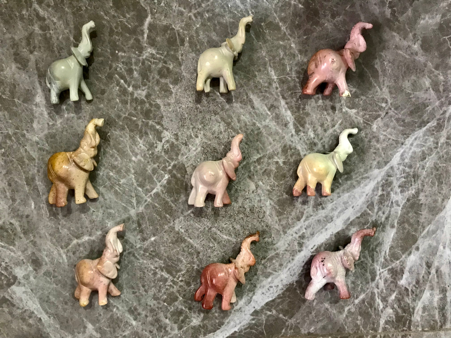 Soapstone elephant carvings