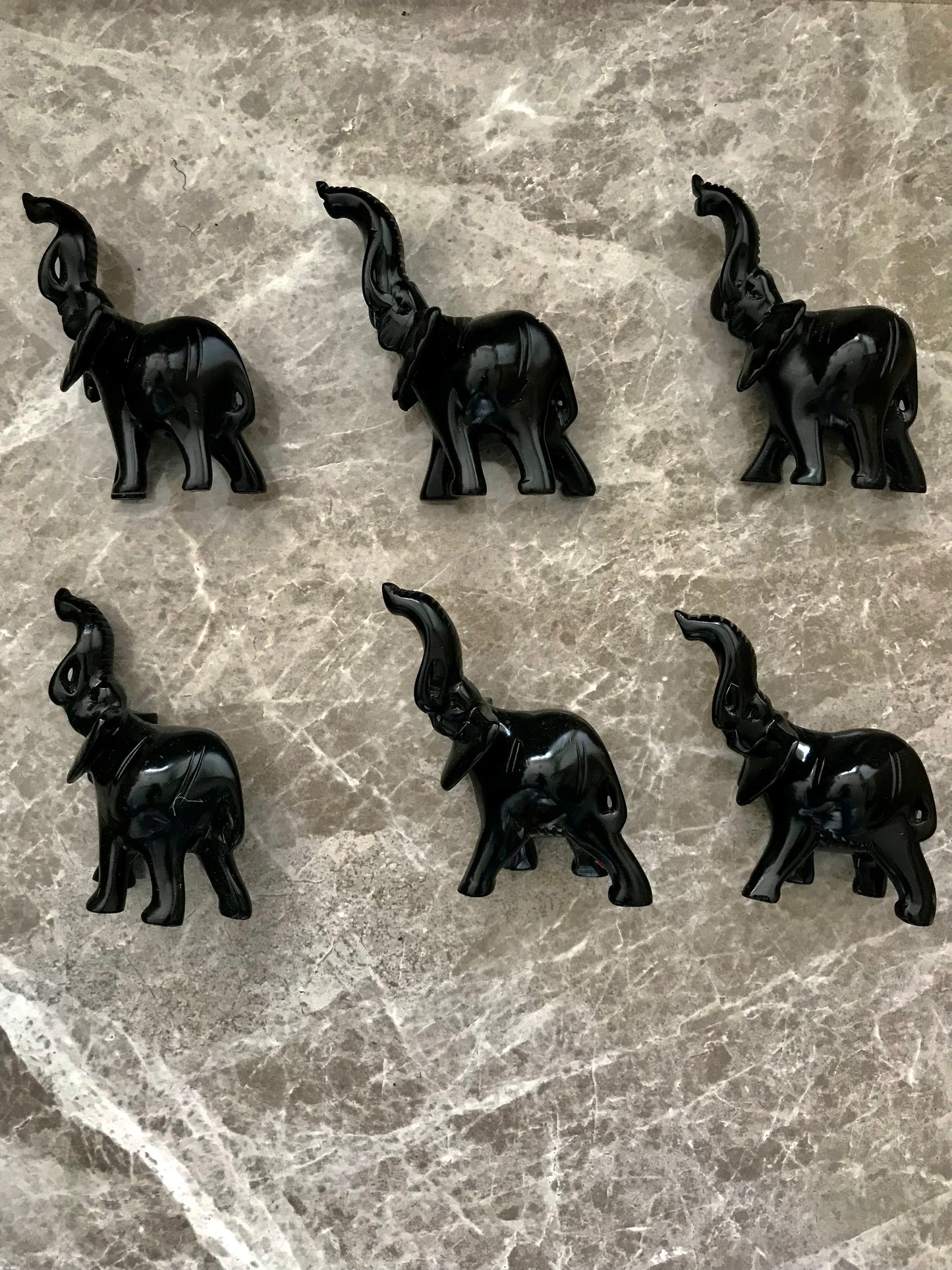 Soapstone elephant carvings