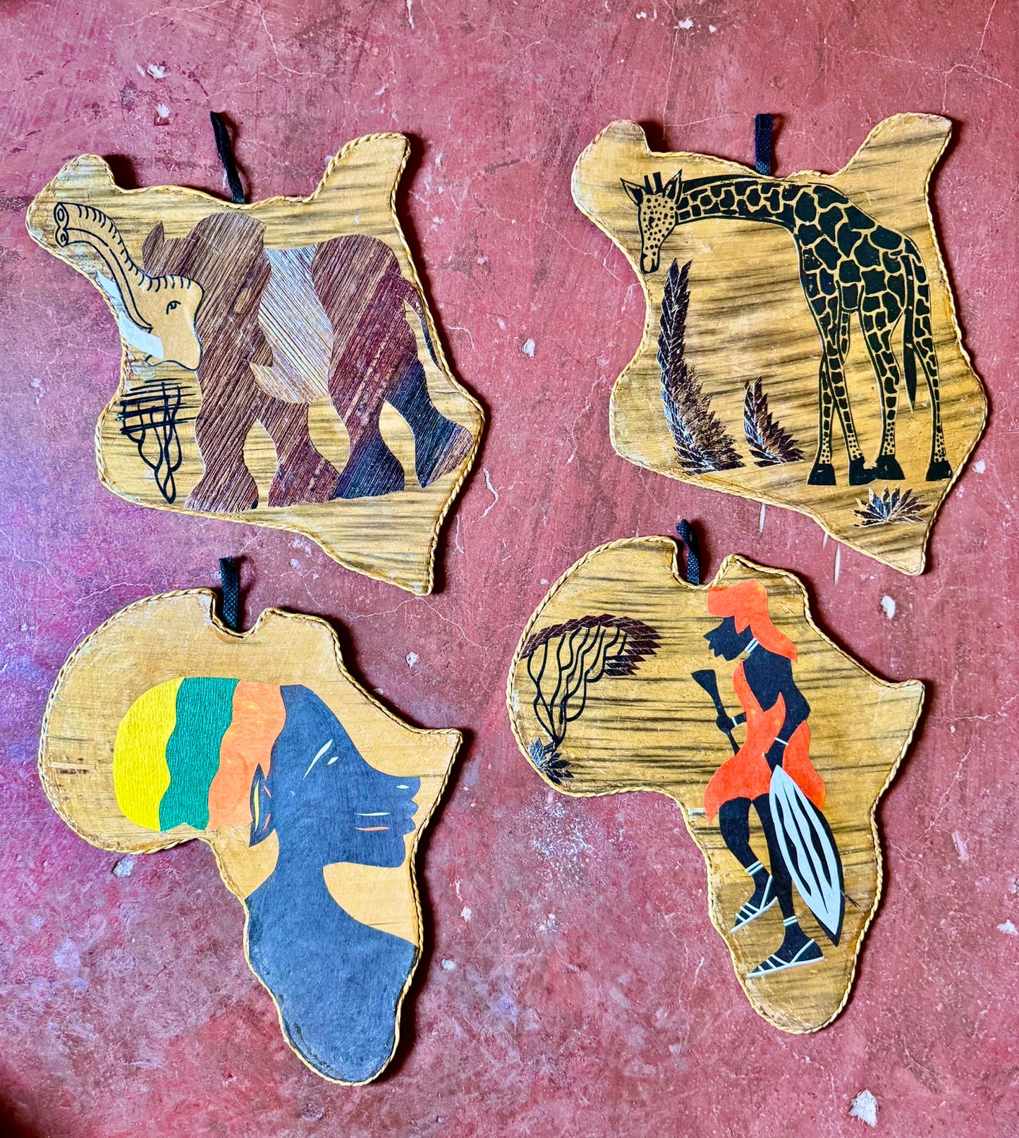 Banana Fiber African Map Wall Art