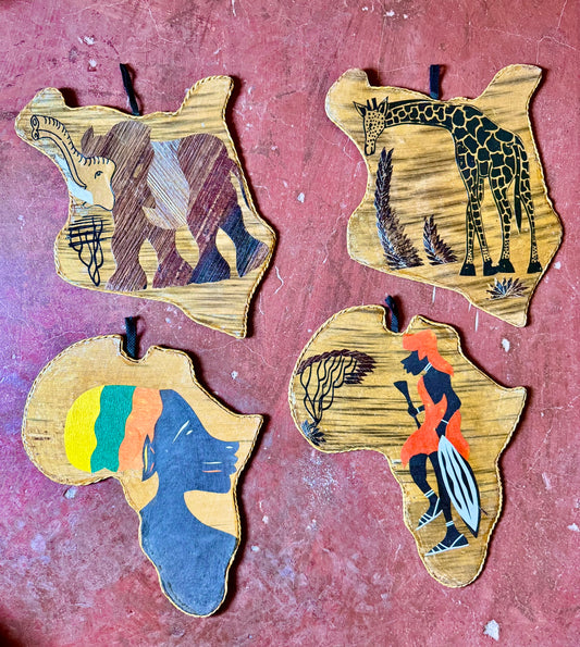 Banana Fiber African Map Wall Art