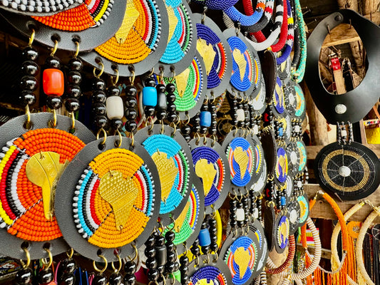 Handcrafted Beaded & Leather Necklace – African-Inspired Tribal Jewelry - Per Piece
