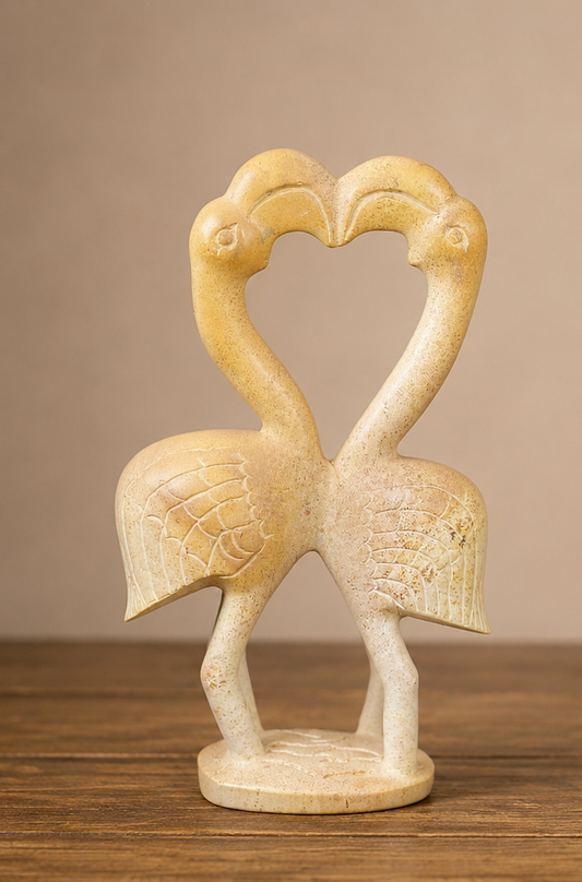 Soapstone Kissing Swans Sculpture